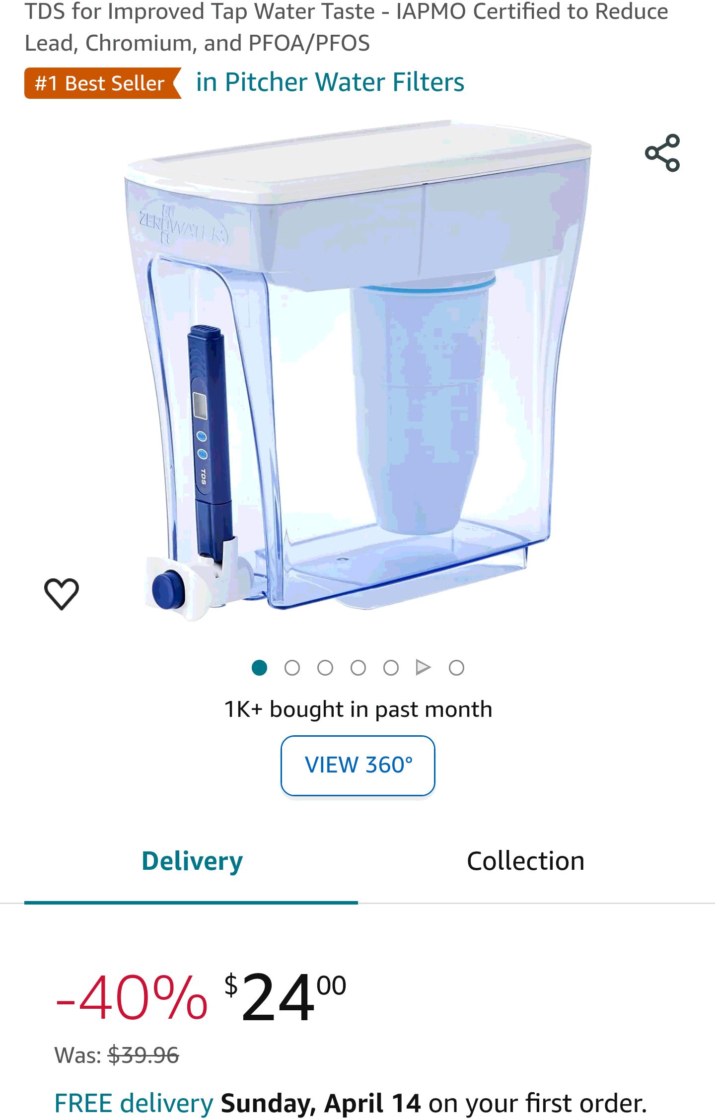 ZeroWater 20-Cup Ready-Pour 5-Stage Water Filter Pitcher 0 TDS for Improved Tap Water Taste - IAPMO Certified to Reduce Lead, Chromium, and PFOA/PFOS : Amazon.ca: Home