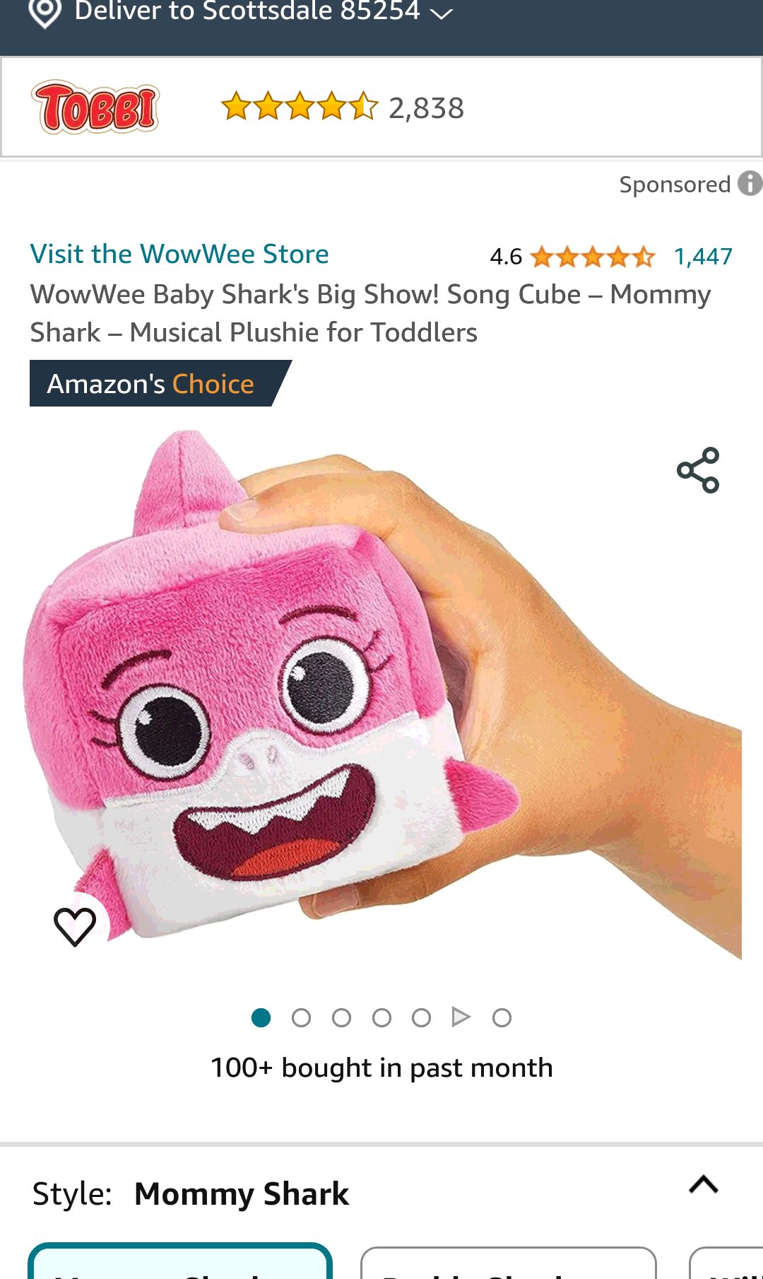 WowWee Baby Shark's Big Show! Song Cube – Mommy Shark – Musical Plushie for Toddlers : Everything Else