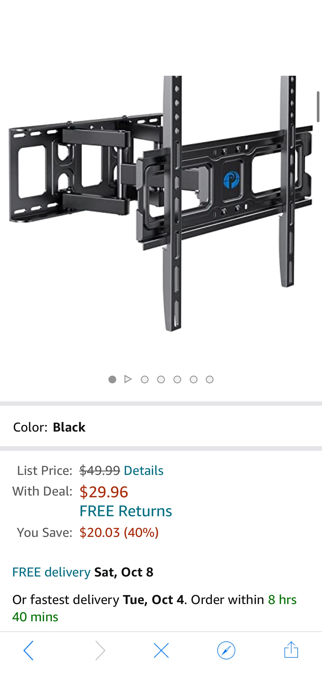 Amazon.com: Pipishell TV Wall Mount for 26-65 inch TVs, Full Motion TV Mount Bracket with Articulating Swivel Extension Tilting Leveling Max VESA 400x400mm Holds up to 99lbs for LED LCD OLED 4K