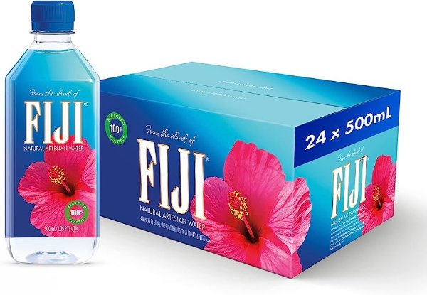 FIJI Natural Artesian Bottled Water 500 mL / 16.9 Fl Ounce (Pack of 24)