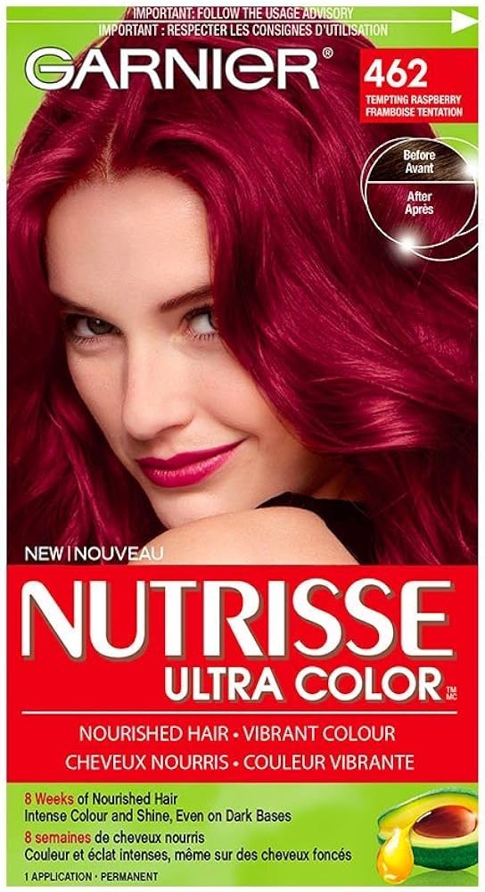 Garnier Nutrisse Ultra Color, Permanent Hair Dye, 462 Tempting Raspberry, Vibrant Colour, Silky and Smooth Hair Enriched With Avocado Oil, 1 Application : Amazon.ca