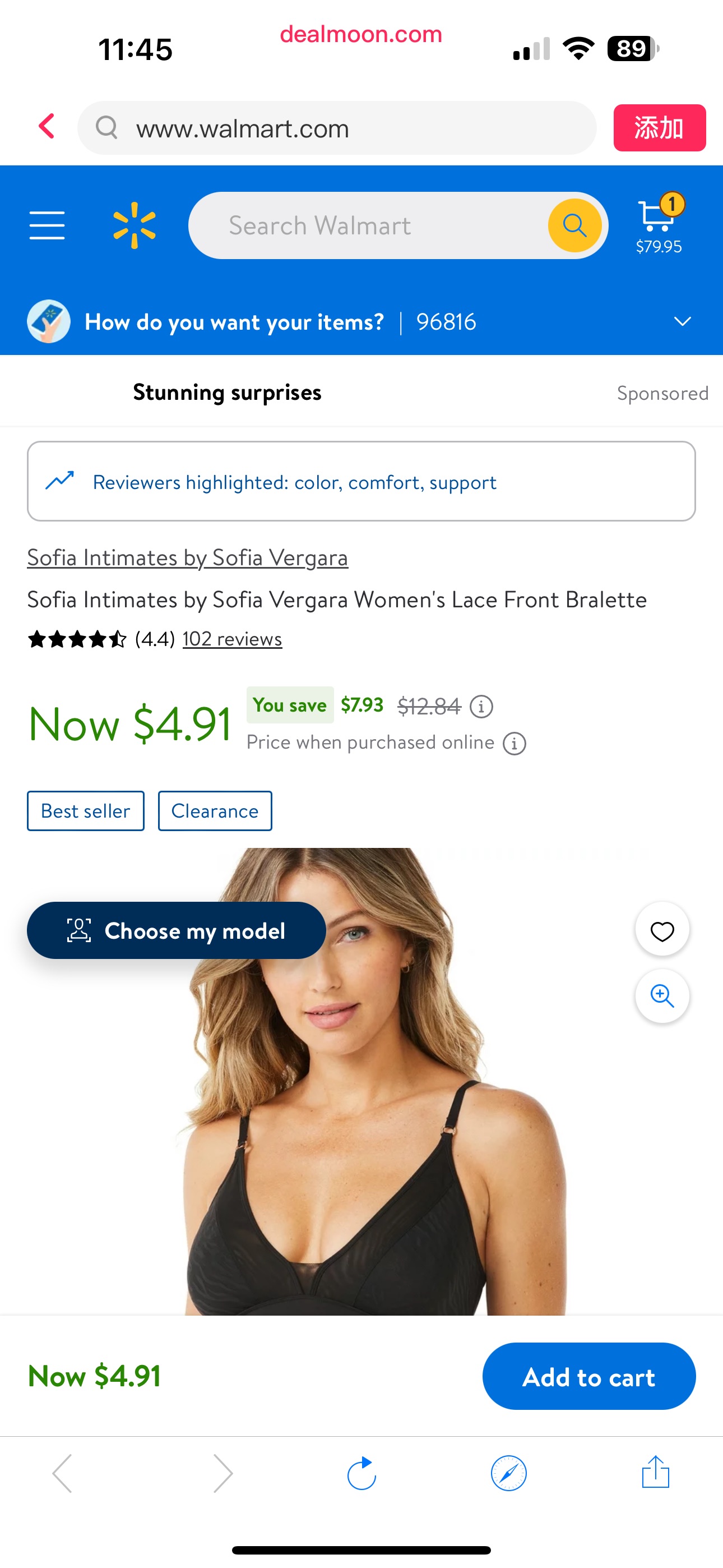 Sofia Intimates by Sofia Vergara Women's Lace Front Bralette - Walmart.com女文胸
