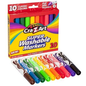 Cra-Z-Art 可水洗的粗杆马克笔10色，开学常备好物