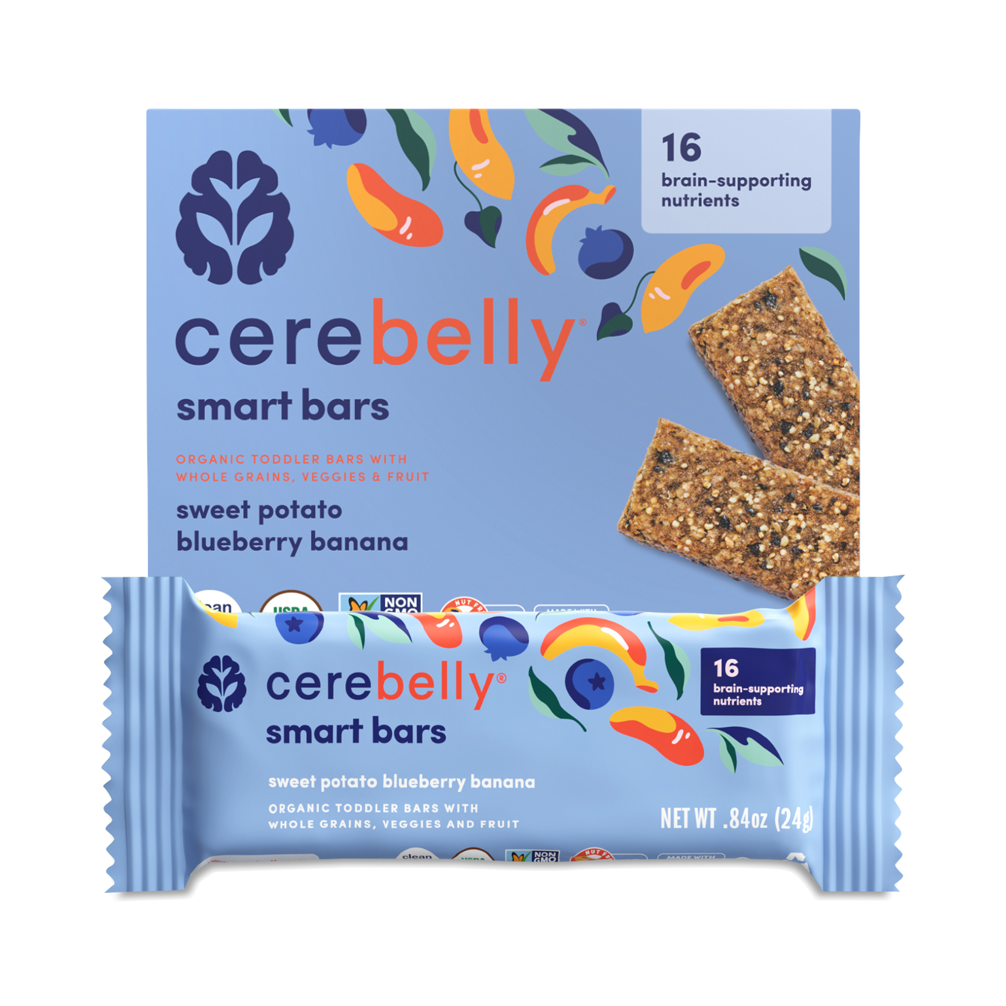 Cerebelly Smart Bar, Organic Blueberry, Banana &amp; Sweet Potato | Thrive Market