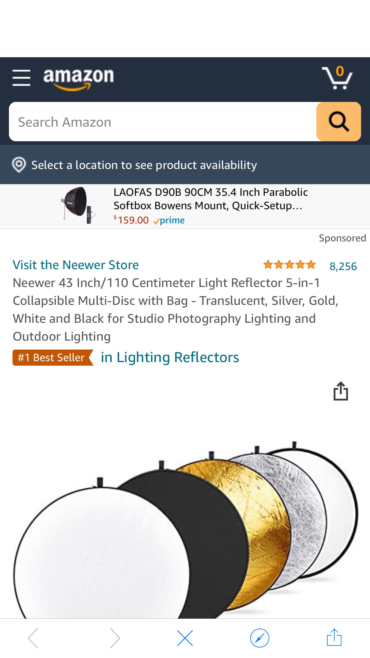 Neewer 43 Inch/110 Centimeter Light Reflector 5-in-1 五色摄影反光遮光板套装
