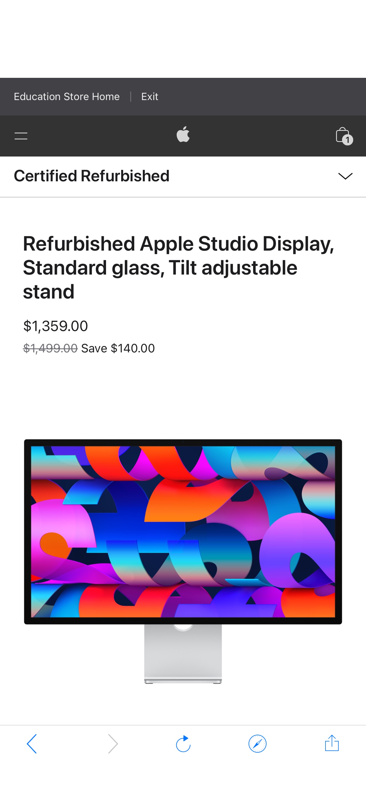Refurbished Apple Studio Display, Standard glass, Tilt adjustable stand - Education - Apple