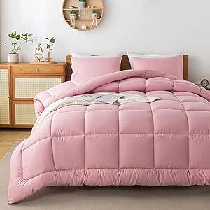 Amazon.com: WhatsBedding Pink Comforter Set, Twin Lightweight Comforter Duvet Set for Summer,3 Pieces : Home &amp; Kitchen