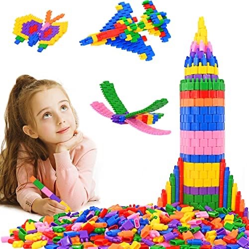 Amazon.com: FUBAODA 儿童 600 件套积木建筑玩具 - 学习玩具套装 STEM 教育套装 儿童大脑开发学龄前幼儿园玩具：