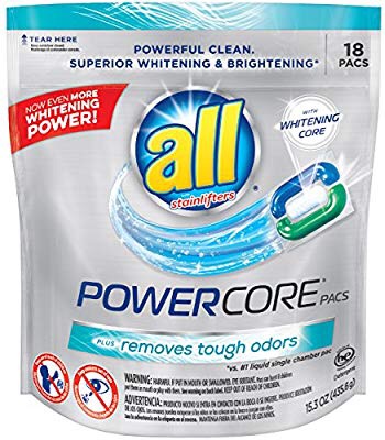 all Powercore Pacs 洗衣清洁剂加上去除难闻气味,18个