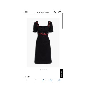 $222 Black Zoey embroidered cotton-blend poplin dress | HVN | THE OUTNET