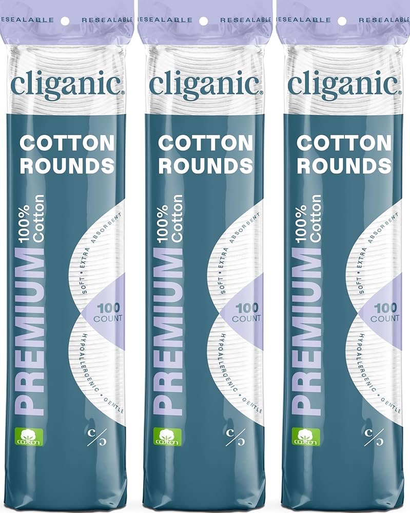 Amazon.com: Cliganic Premium Cotton Rounds for Face (300 Count) - Makeup Remover Pads, Hypoallergenic, Lint-Free | 100% Pure Cotton (Packaging May Vary) : Cliganic: Beauty & Personal Care