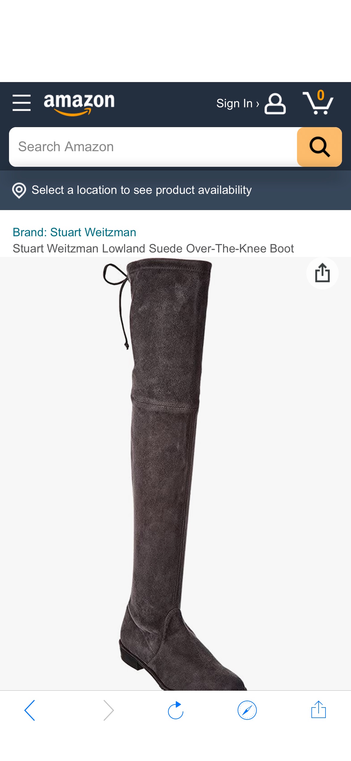 Amazon.com | Stuart Weitzman Lowland Suede Over-The-Knee Boot, 8, Grey | Over-the-Knee低价