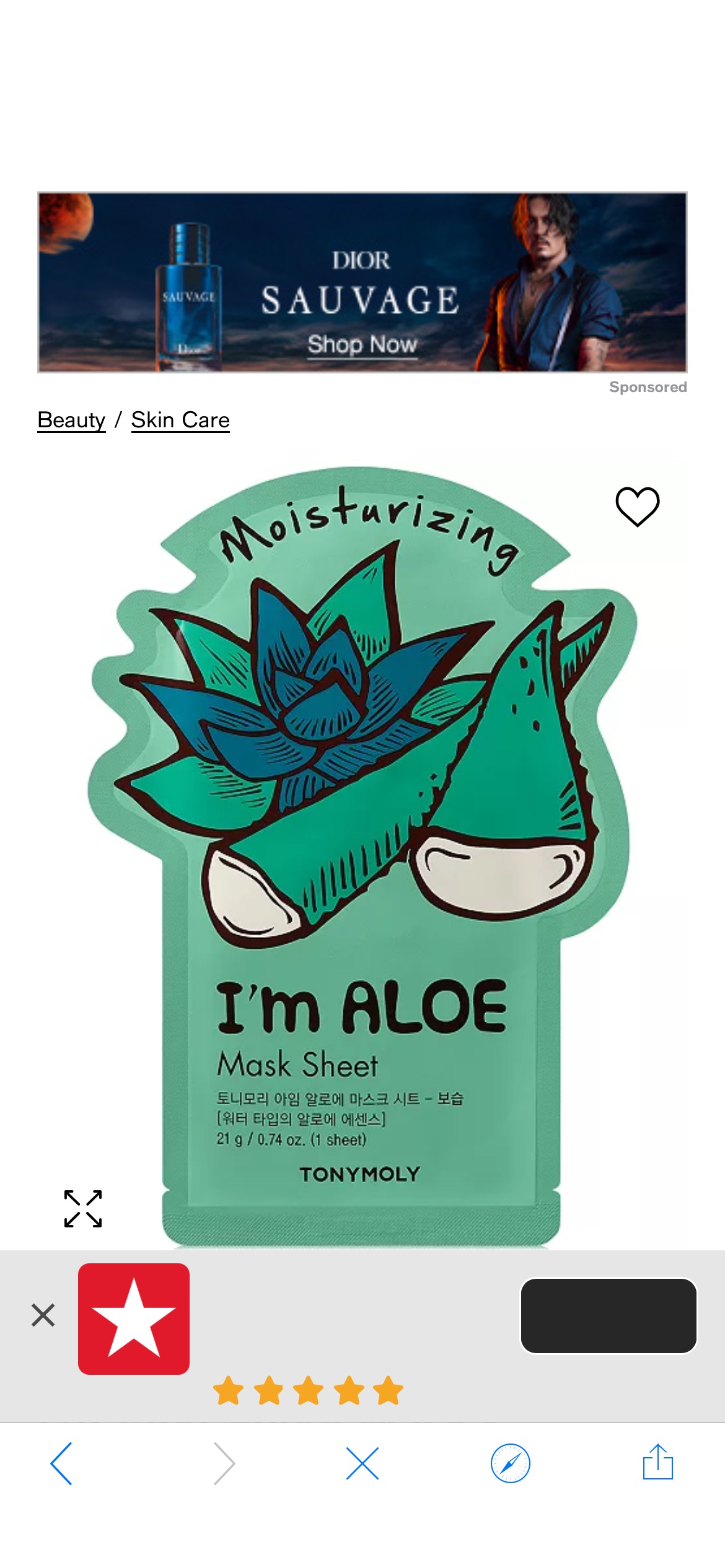 TONYMOLY I'm Aloe Sheet Mask - (Moisturizing) & Reviews - Skin Care - Beauty - Macy's