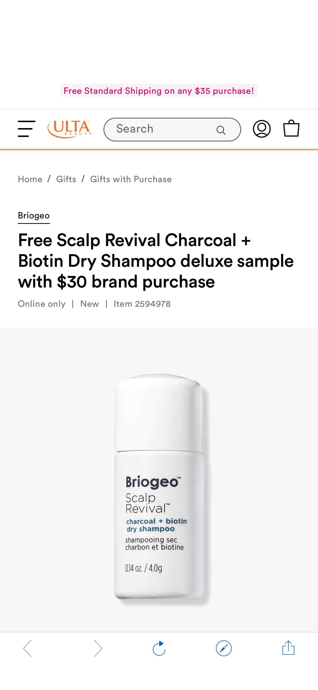 Free Scalp Revival Charcoal + Biotin Dry Shampoo deluxe sample with $30 brand purchase - Briogeo | Ulta Beauty