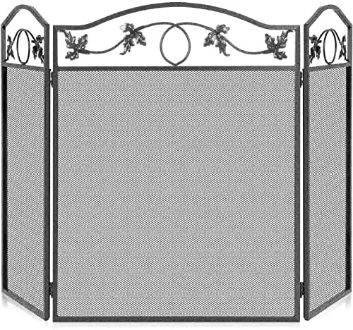 Amazon.com: Amagabeli 28.9*25.6 inch Free Standing Fireplace Screen 3 Panel Pewter Foldable Wrought Iron Furnace Fireguards Fireplace Cover折叠壁炉防护栏