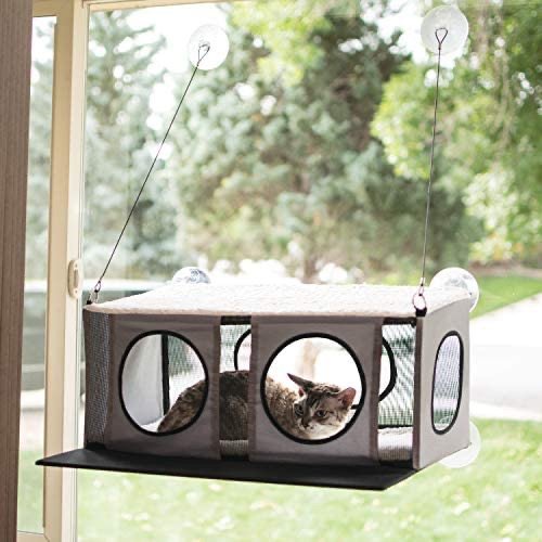 K&H PET PRODUCTS EZ Mount Penthouse Townhouse 2 Shelf Window Mount Cat Tree Kitty Tower Cat Furniture : Pet Supplies