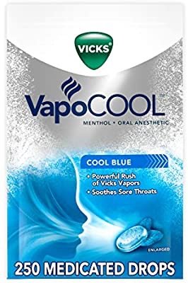 VapoCOOL Medicated Drops, 5 Packs of 50 (250 Drops Total) - Soothe Sore Throat Pain Caused by Cough