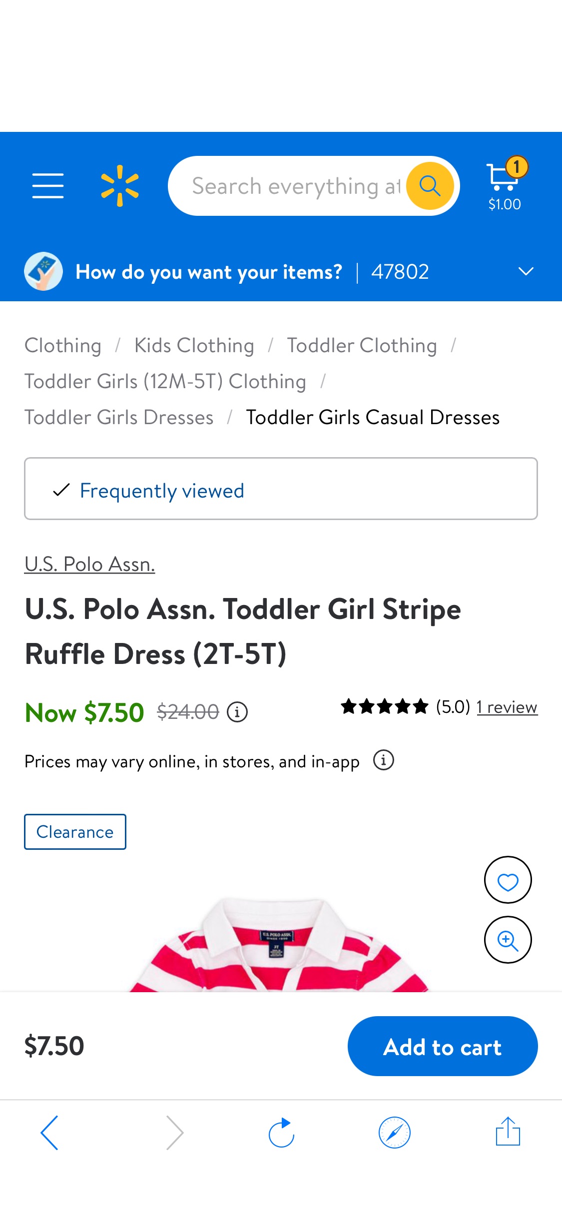 U.S. Polo Assn. Toddler Girl Stripe Ruffle Dress (2T-5T) - Walmart.com