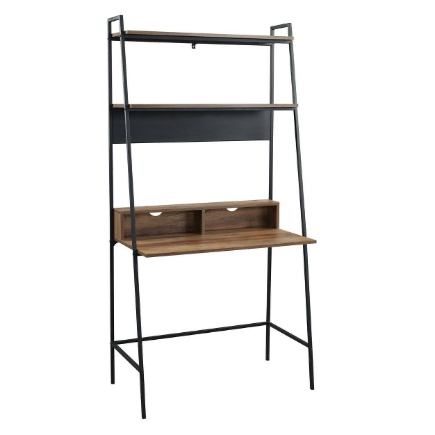 36" Writing Desk With Open Storage Ladder Bookshelf Rustic Oak - Saracina Home : Target书架