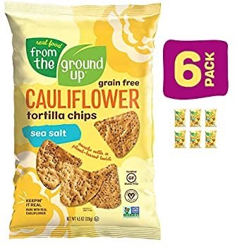 REAL FOOD FROM THE GROUND UP Cauliflower Tortilla Chips - 6Count, 4.5 Oz Bags (Salted)