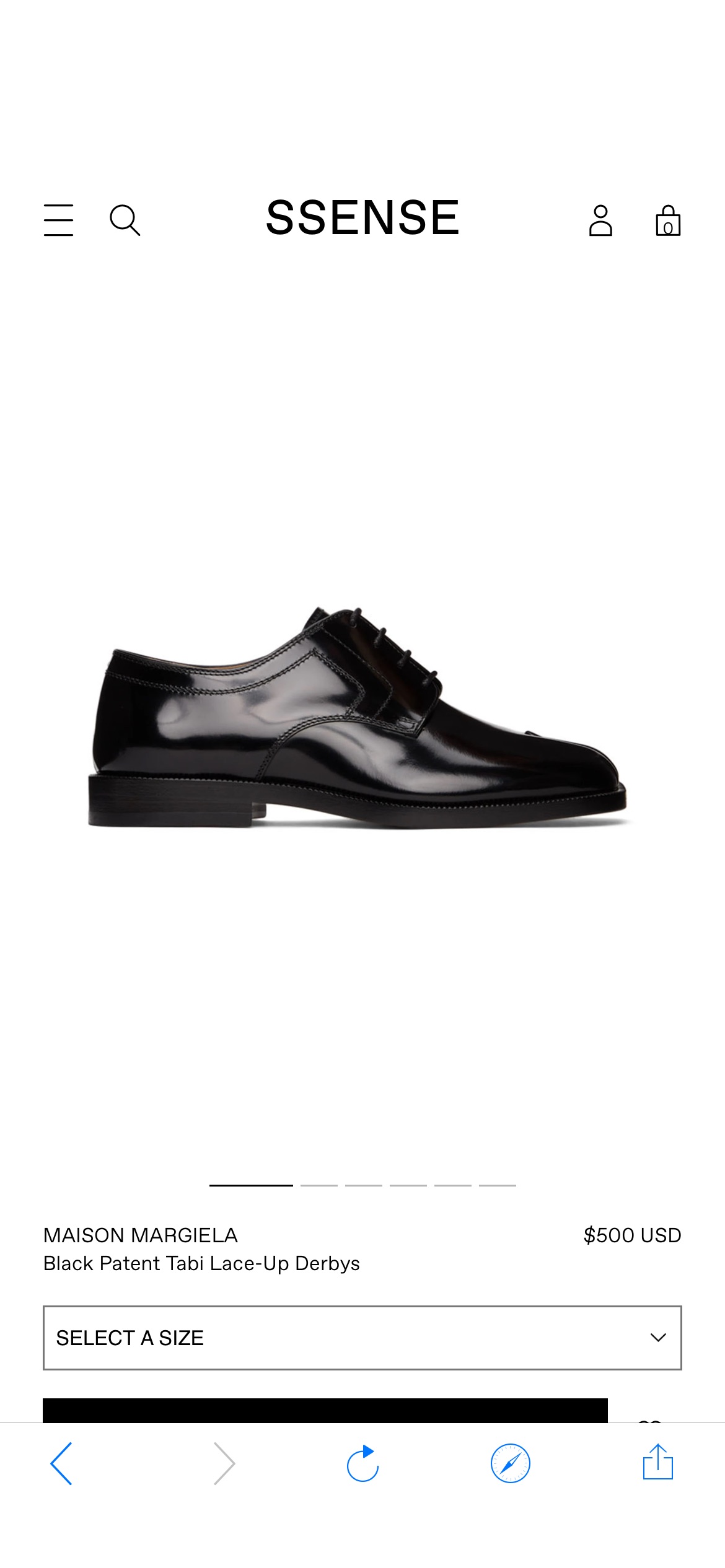 Maison Margiela: Black Patent Tabi Lace-Up Derbys | SSENSE分趾鞋