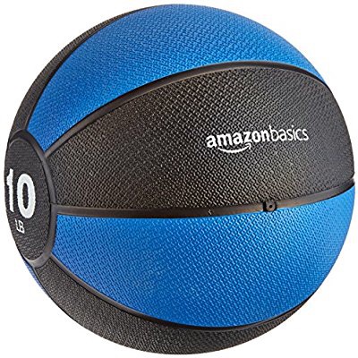 Amazon.com : AmazonBasics Workout Fitness Exercise Weighted Medicine Ball - 10 Pounds, Blue and Black : Sports & Outdoors健身重量球