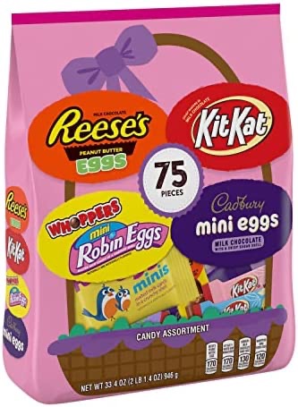 Amazon.com : Hershey Chocolate Assortment Treats, Easter Candy, 33.4 oz Bulk Variety Bag (75 Pieces) : Grocery & Gourmet Food
