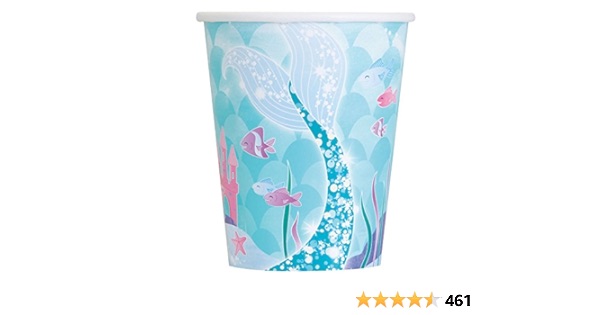Mermaid Magic Paper Cups - 9 oz (8 Pieces) - Dazzling, Eco-Friendly Cups for Enchanting Celebrations & Ocean-Themed Parties