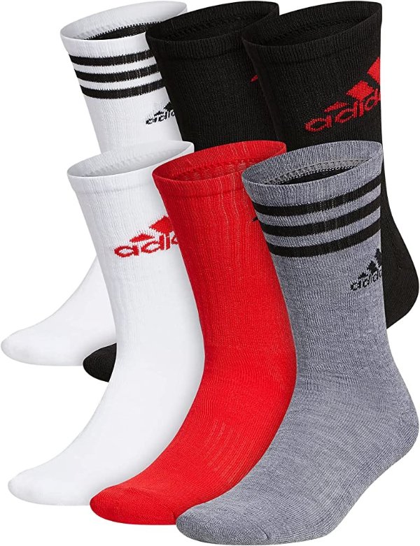 adidas Mens Athletic Cushioned Mixed Graphics Crew Socks (6-pair)