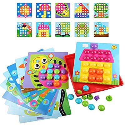AMOSTING Color Matching Mosaic Pegboard Early Learning Educational Toys
