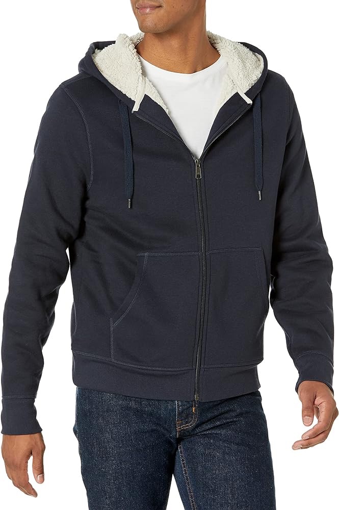Amazon.com: Amazon Essentials Men's Sherpa-Lined Full-Zip Hooded Fleece Sweatshirt, Dark Brown, X-Small : Clothing, Shoes & Jewelry