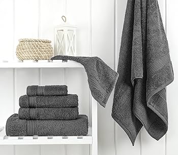 Amazon.com: Cotton Paradise 6 Piece Towel Set, 100% Turkish Cotton Soft Absorbent Towels for Bathroom, 2 Bath Towels 2 Hand Towels 2 Washcloths, Gray Towel Set : Home & Kitchen