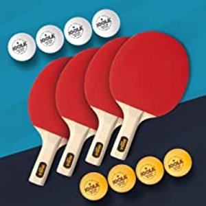 JOOLA All-in-One Indoor Table Tennis Hit Set (Bundle Includes 4 Rackets/Paddles, 8 Balls, Carrying Case), Multi, One Size (59152)