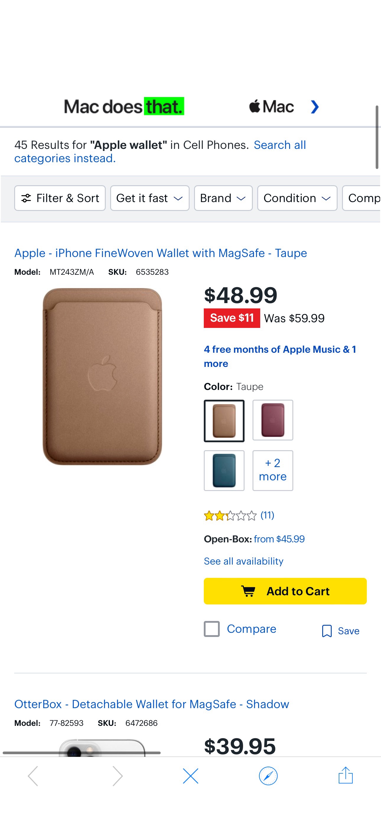 apple wallet 灰褐色- Best Buy