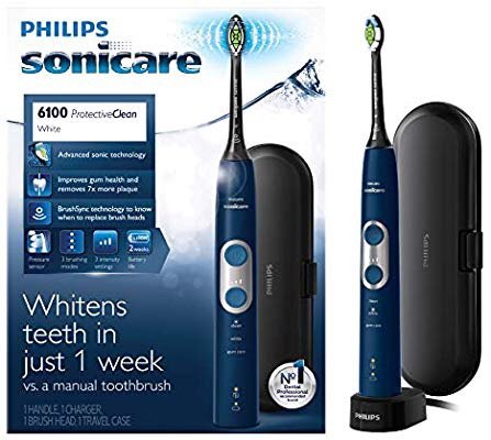 Sonicare ProtectiveClean 6100 Rechargeable Electric Toothbrush, Navy HX6871
