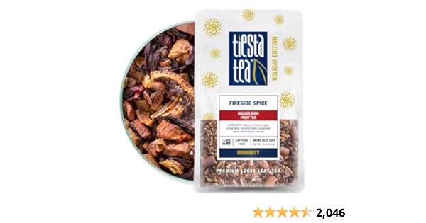 Tiesta Tea - Fireside Spice, Mulled Wine Herbal tea, Premium Loose Leaf Tea Blend, Non Caffeinated Holiday Teas, Make Hot or Iced Tea & Brews Up to 25 Cups - 1.5 Ounce Resealable Pouch