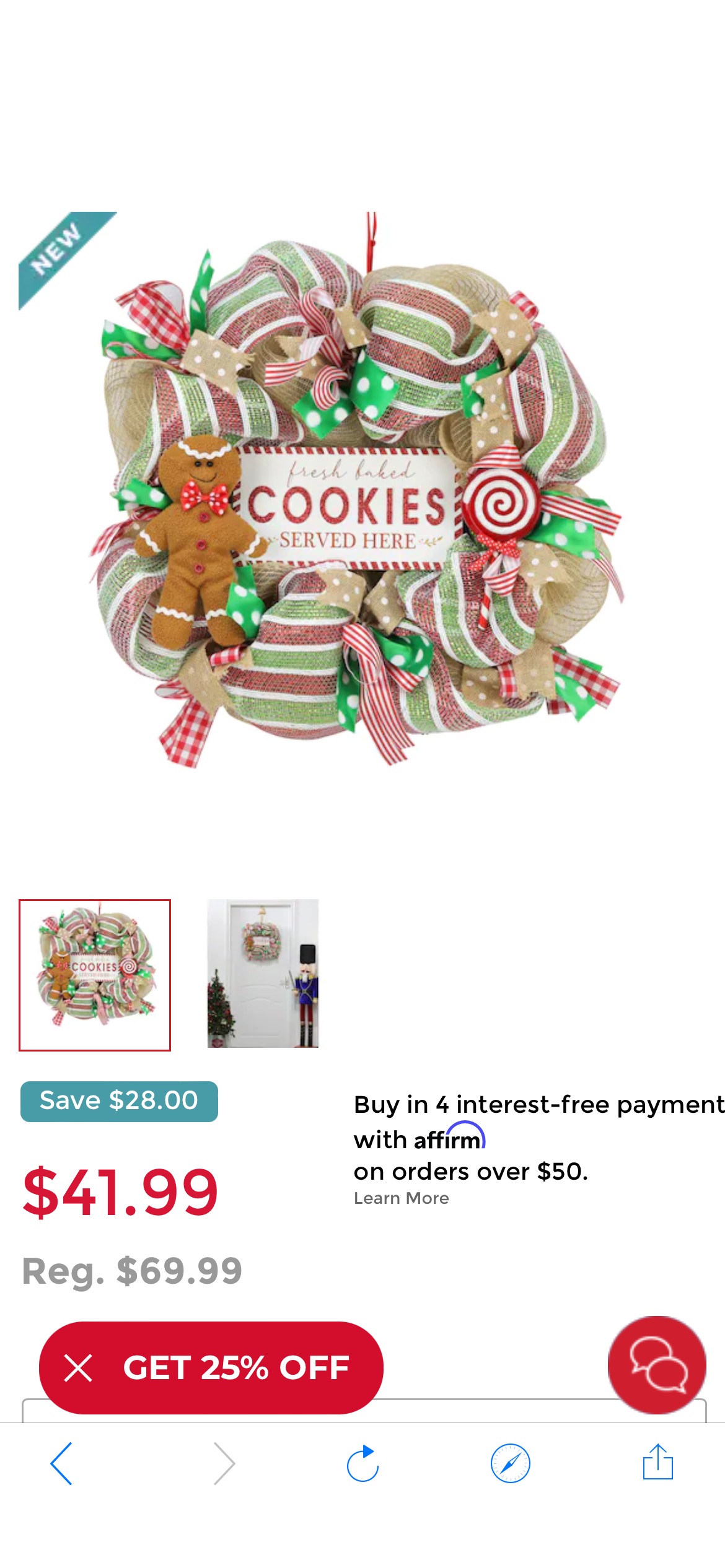 22" Gingerbread Wreath by Ashland® | Michaels圣诞装饰品打折好价