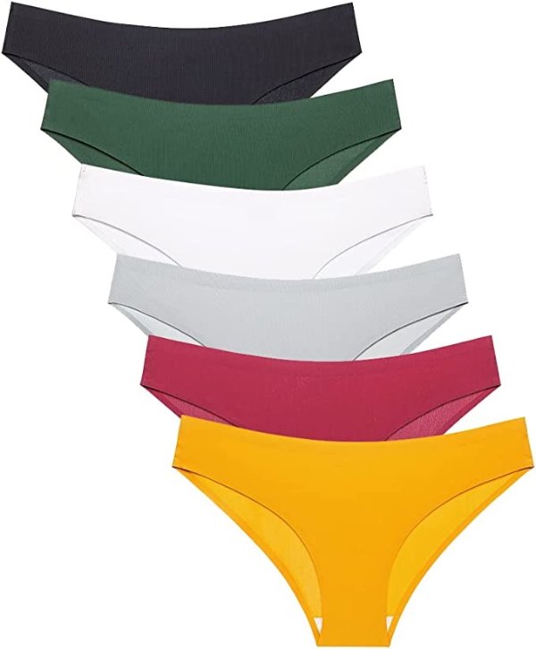 COSOMALL 6 Pack Women's Invisible Seamless Bikini Underwear