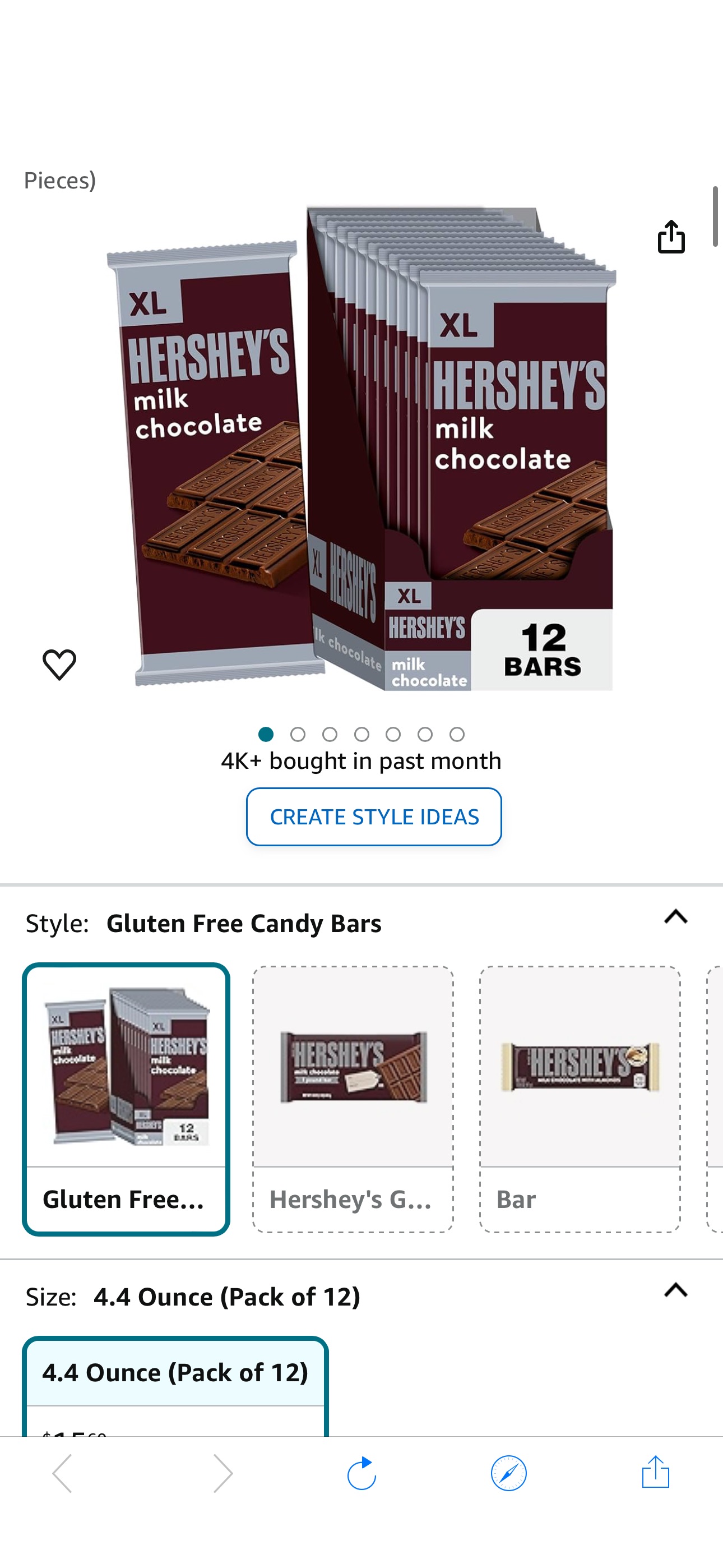 Amazon.com : HERSHEY'S Milk Chocolate XL, Candy Bars, 4.4 oz (12 Count, 16 Pieces) : Chocolate Bar Hersheys Giant : Grocery & Gourmet Food