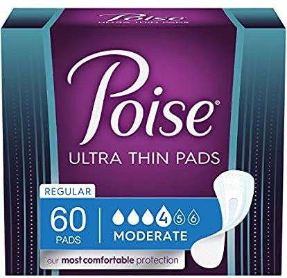 Poise Ultra Thin Incontinence Pads for Women, Moderate Absorbency, Regular Length, 60 Count