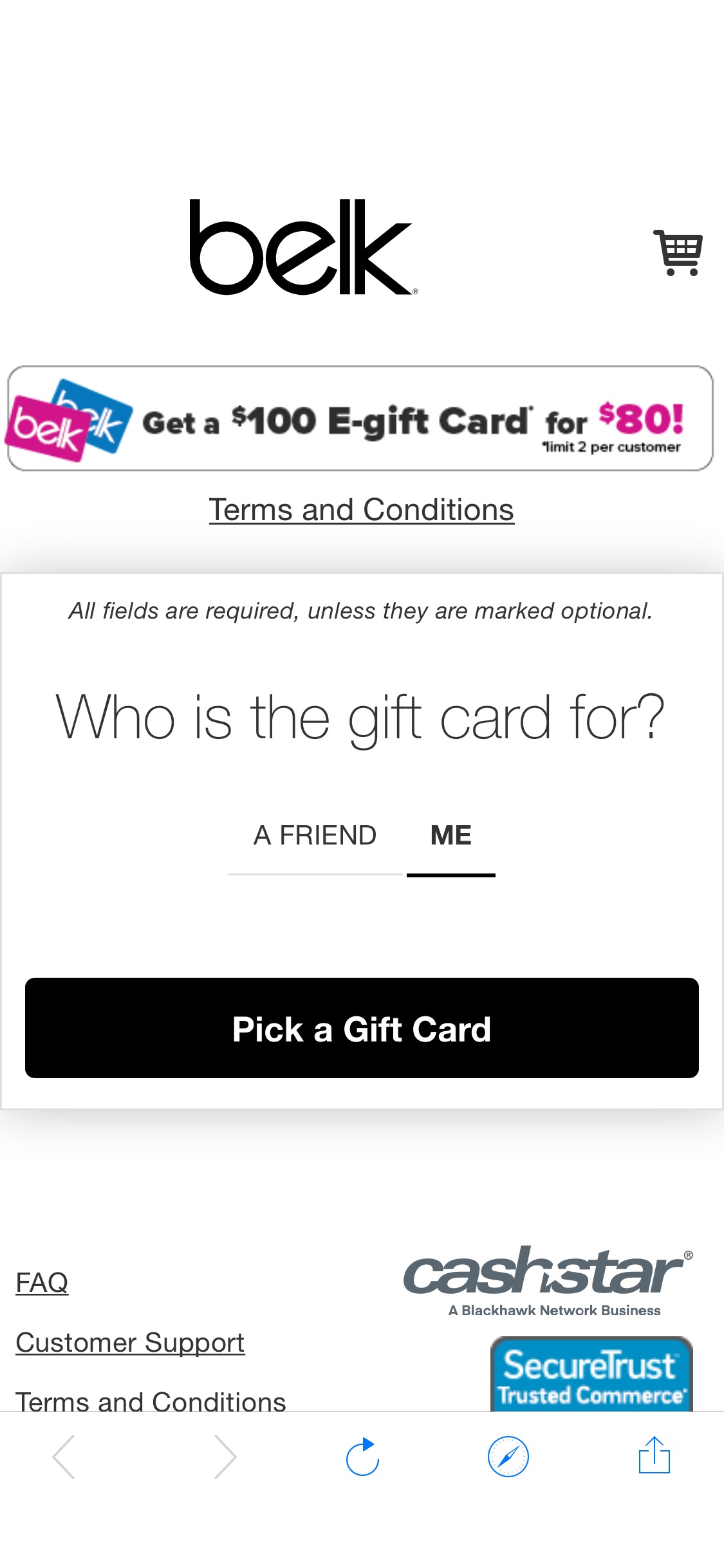 Belk Gift Cards $100礼品卡现在只要$80