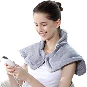 Amazon.com: REVIX Electric Heating Pad for Neck and Shoulders Pain Relief with Auto-Off, Soft Micromink Neck Heated Wrap with Moist Therapy, 4 Heat Settings, UL Listed, Silver 电加热垫