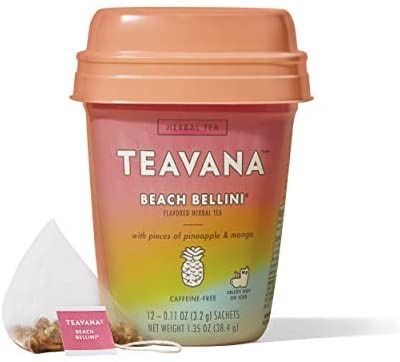 Amazon.com : Teavana Beach Bellini, Herbal Tea With Pieces of Pineapple and Mango, 48 Count (4 packs of 12 sachets) : Grocery & Gourmet Food