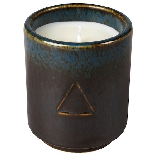 OSYNLIG Scented candle in pot, Tobacco &