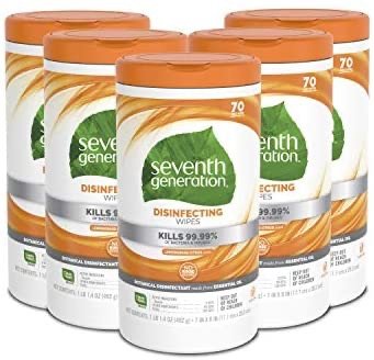 Seventh Generation Disinfecting Multi Surface Wipes, Botanical Disinfectant, 70 Count, Pack of 6