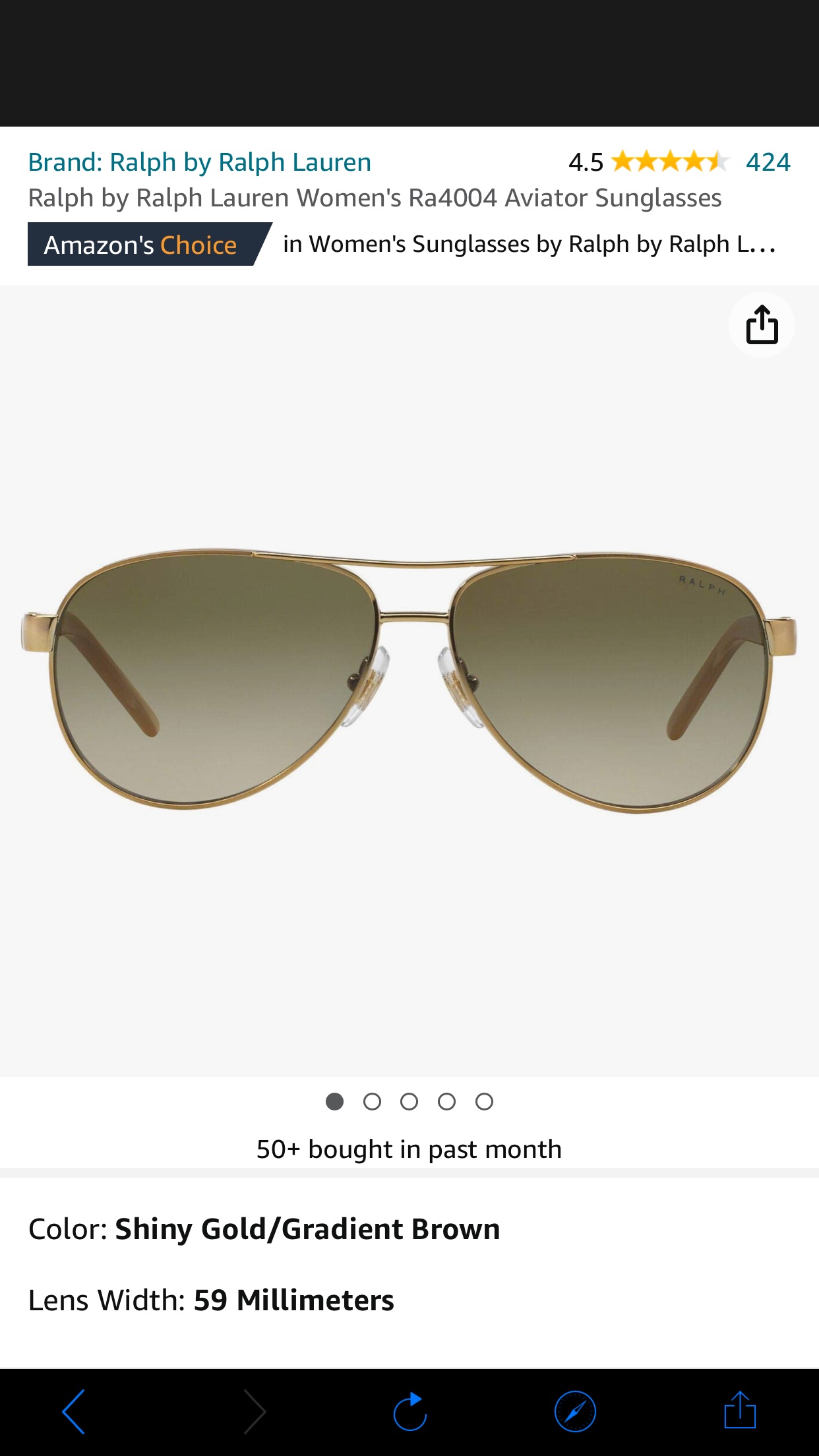 Amazon.com: Ralph by Ralph Lauren Women's RA4004 Aviator Sunglasses, Shiny Gold/Gradient Brown, 59 mm
