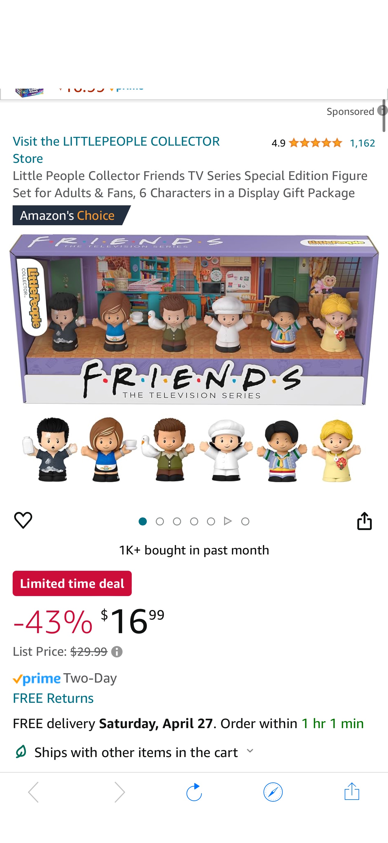 Amazon.com: Little People Collector Friends TV Series Special Edition Figure Set for Adults & Fans, 6 Characters in a Display Gift Package​ : Toys & Games