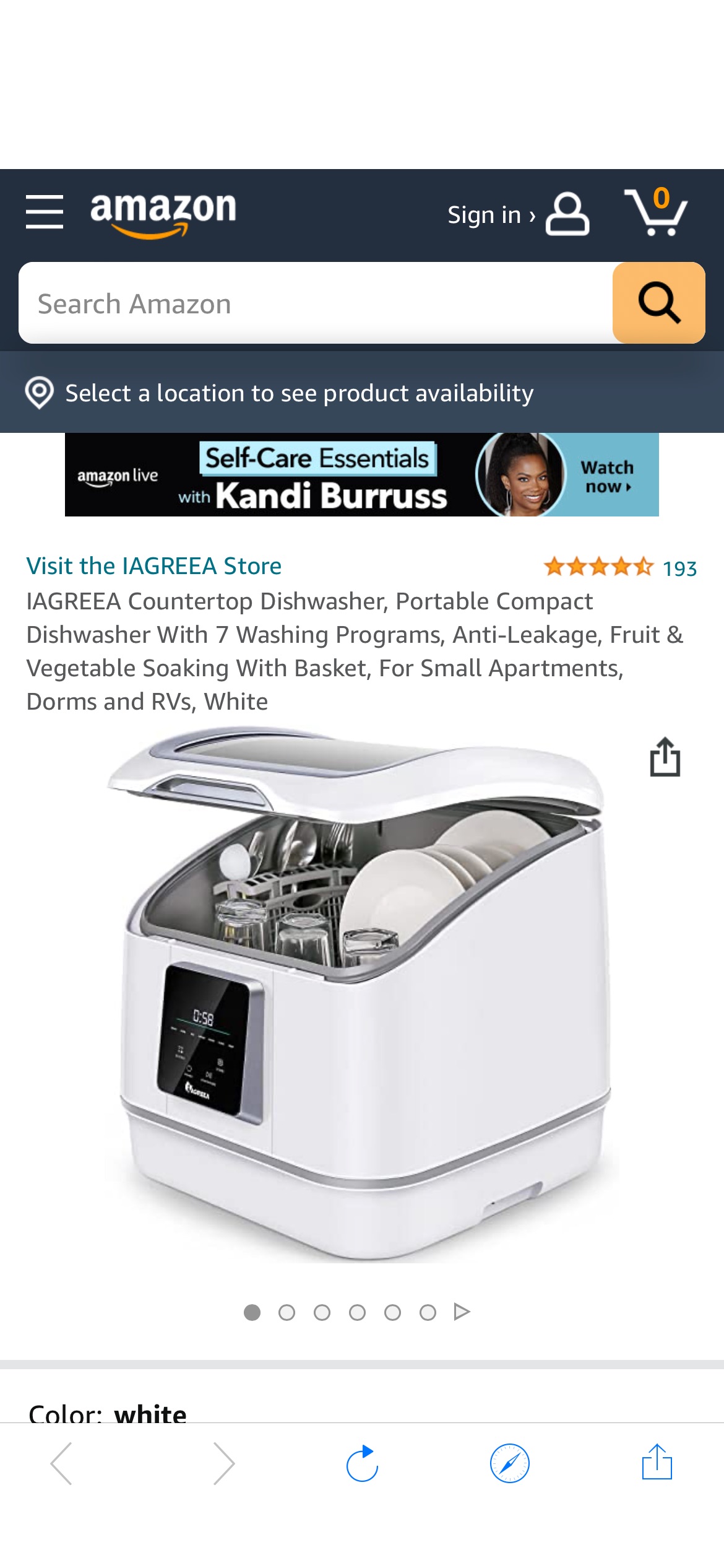 IAGREEA Countertop Dishwasher, Portable Compact Dishwasher With 7 Washing Programs, Anti-Leakage, Fruit & Vegetable Soaking With Basket, For Small Apartments, Dorms and RVs, White : Appliances