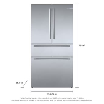 Bosch Counter-depth 800 Series 21-cu ft 4-Door French Door Refrigerator with Ice Maker (Stainless Steel) ENERGY STAR in the French Door Refrigerators department at Lowes.com