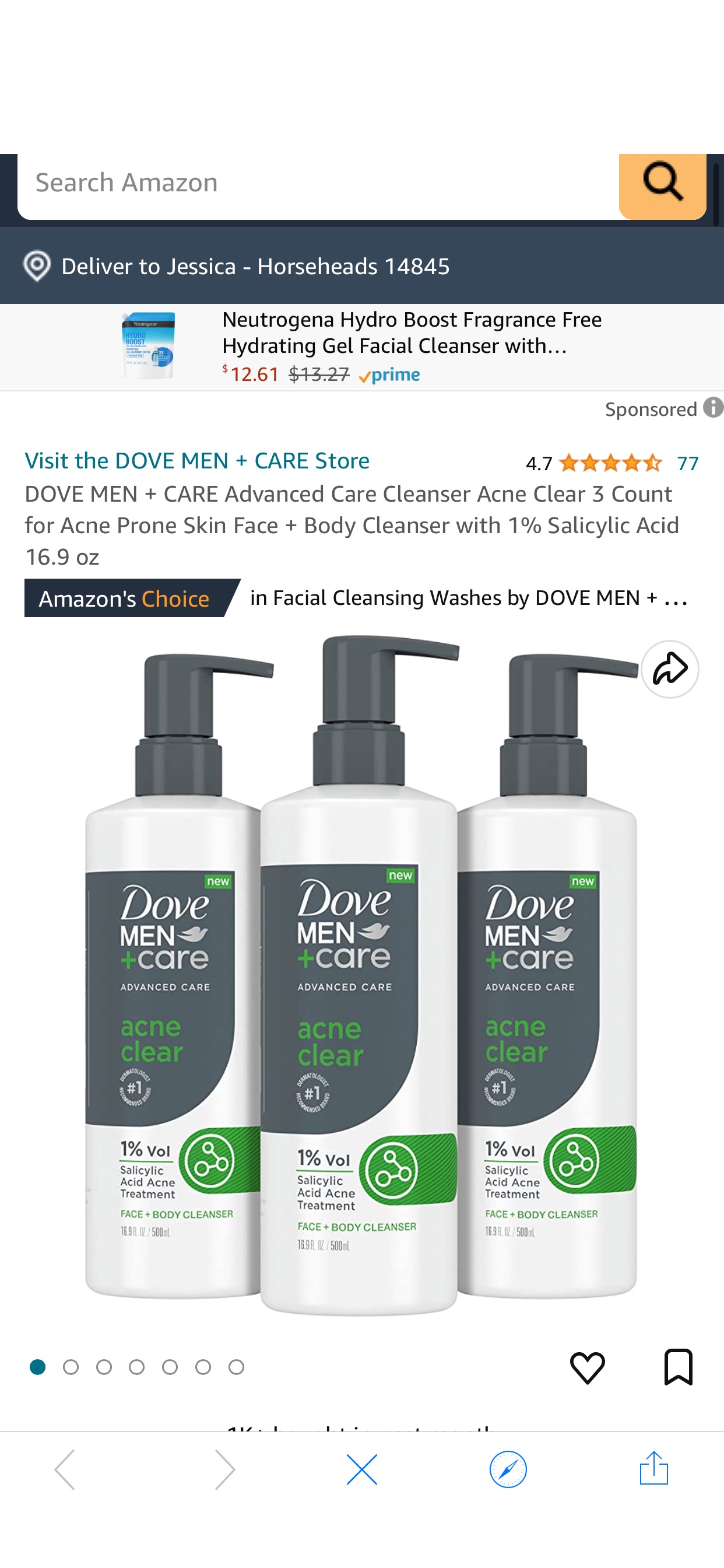 Amazon.com: DOVE MEN + CARE Advanced Care Cleanser Acne Clear 3 Count for Acne Prone Skin Face + Body Cleanser with 1% Salicylic Acid 16.9 oz : Beauty & Personal Care